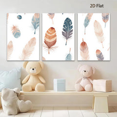 2D flat 1pc Bohemian Feather Wall Art Prints Rustic Farmhouse Decor Living Room Bedroom Gallery Wrapped Canvas Modern Minimalist Art