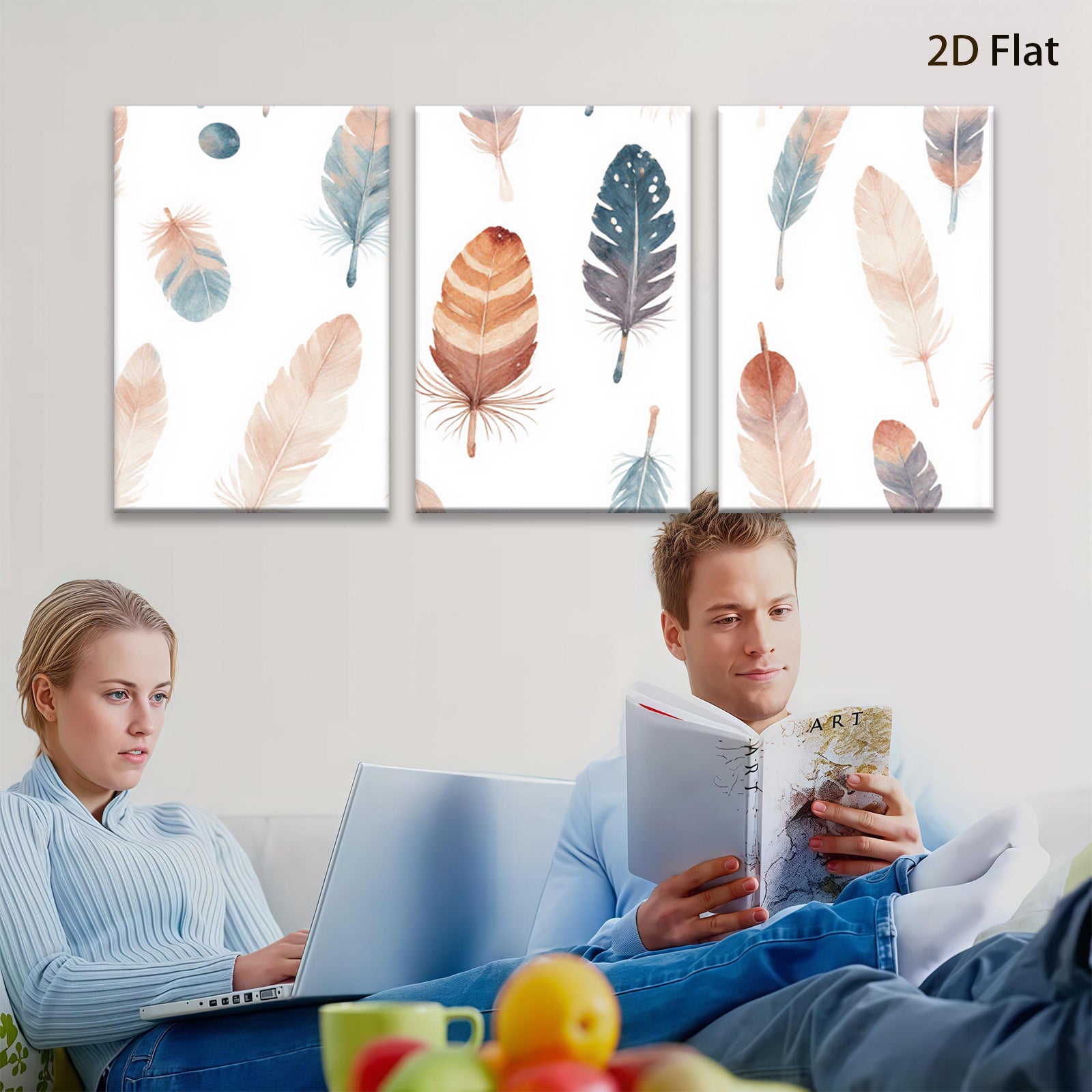 2D flat 1pc Bohemian Feather Wall Art Prints Rustic Farmhouse Decor Living Room Bedroom Gallery Wrapped Canvas Modern Minimalist Art