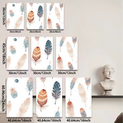 2D flat 1pc Bohemian Feather Wall Art Prints Rustic Farmhouse Decor Living Room Bedroom Gallery Wrapped Canvas Modern Minimalist Art