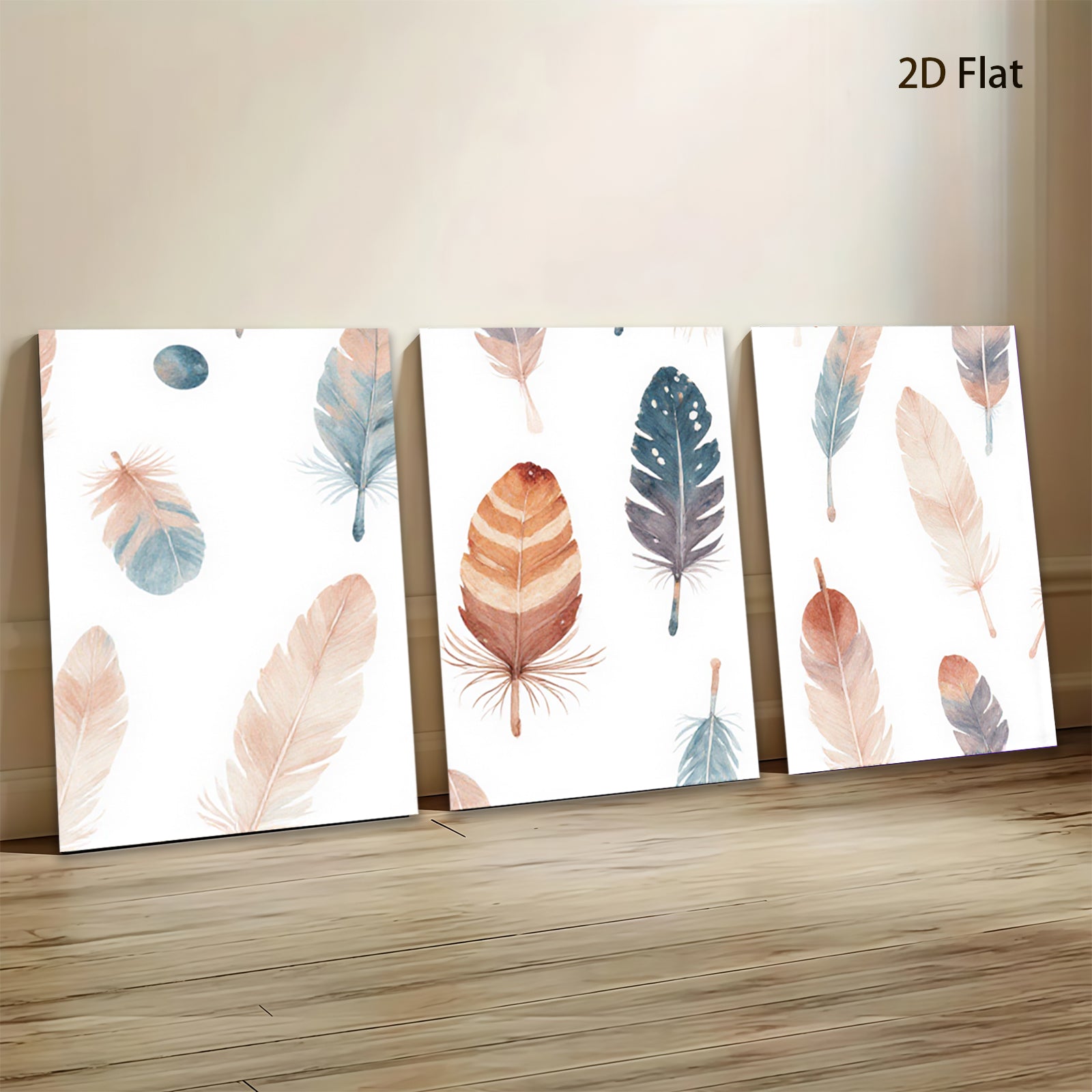 2D flat 1pc Bohemian Feather Wall Art Prints Rustic Farmhouse Decor Living Room Bedroom Gallery Wrapped Canvas Modern Minimalist Art