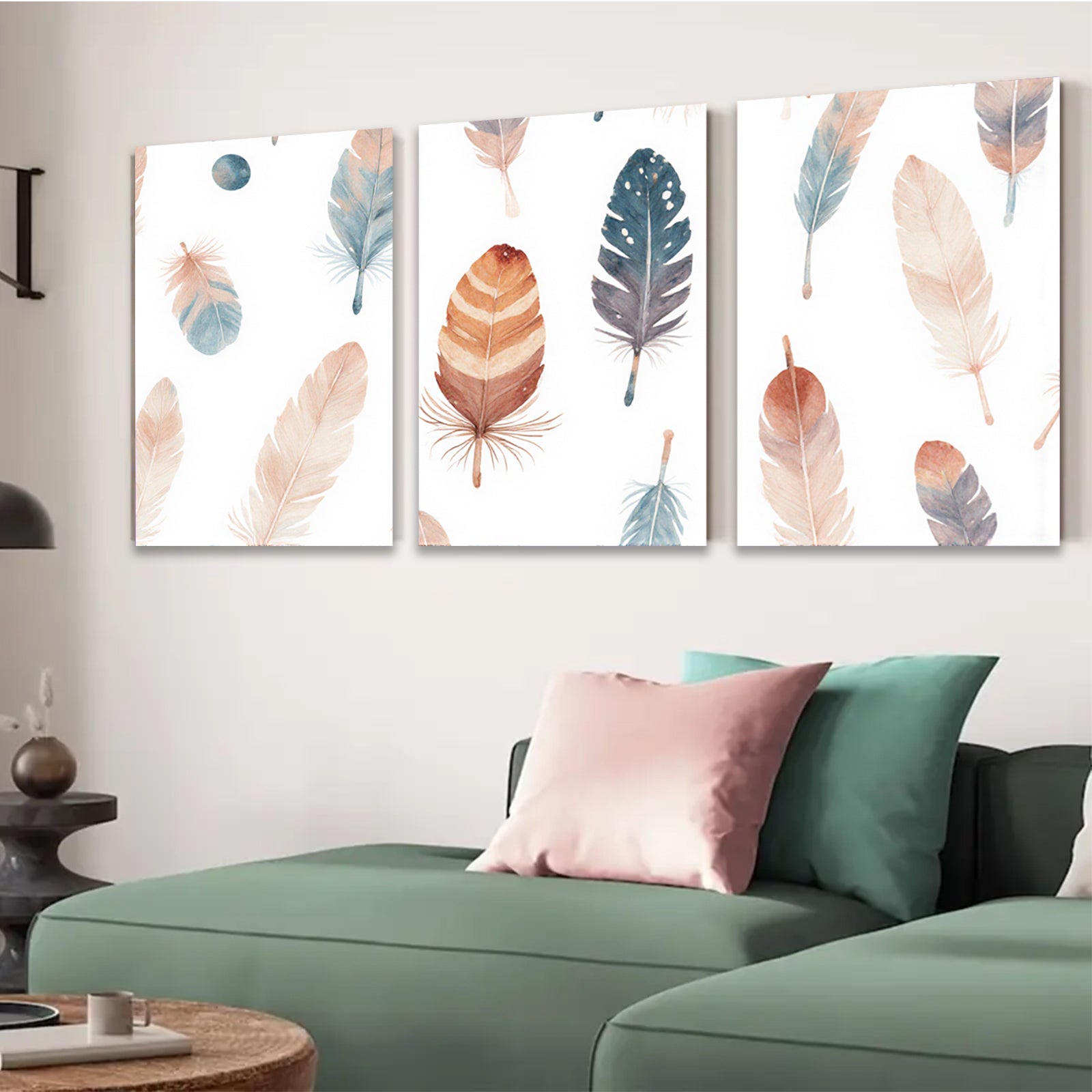 2D flat 1pc Bohemian Feather Wall Art Prints Rustic Farmhouse Decor Living Room Bedroom Gallery Wrapped Canvas Modern Minimalist Art