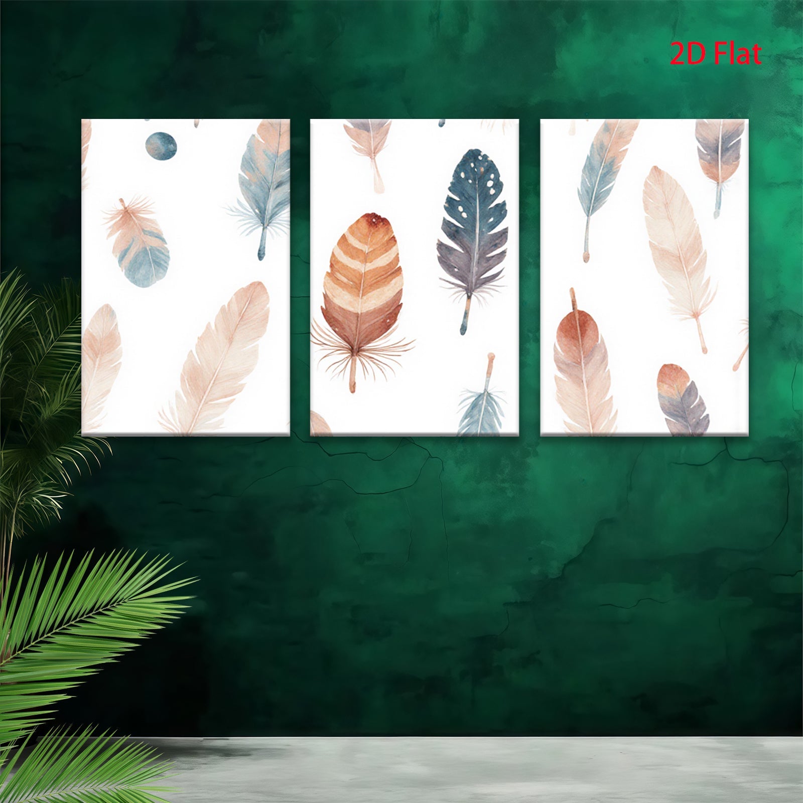 2D flat 1pc Bohemian Feather Wall Art Prints Rustic Farmhouse Decor Living Room Bedroom Gallery Wrapped Canvas Modern Minimalist Art