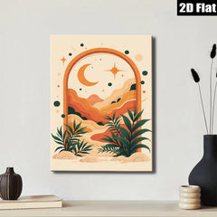 2D flat 1pc Bohemian Sunset Landscape Wall Art for Living Room Bedroom Decor Gallery Wrapped Canvas Prints Modern Farmhouse Aesthetic Maximalist Style