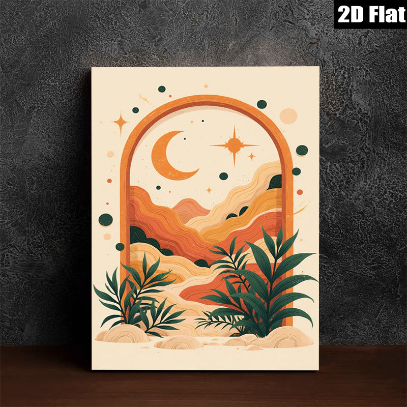 2D flat 1pc Bohemian Sunset Landscape Wall Art for Living Room Bedroom Decor Gallery Wrapped Canvas Prints Modern Farmhouse Aesthetic Maximalist Style
