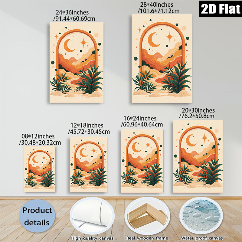 2D flat 1pc Bohemian Sunset Landscape Wall Art for Living Room Bedroom Decor Gallery Wrapped Canvas Prints Modern Farmhouse Aesthetic Maximalist Style