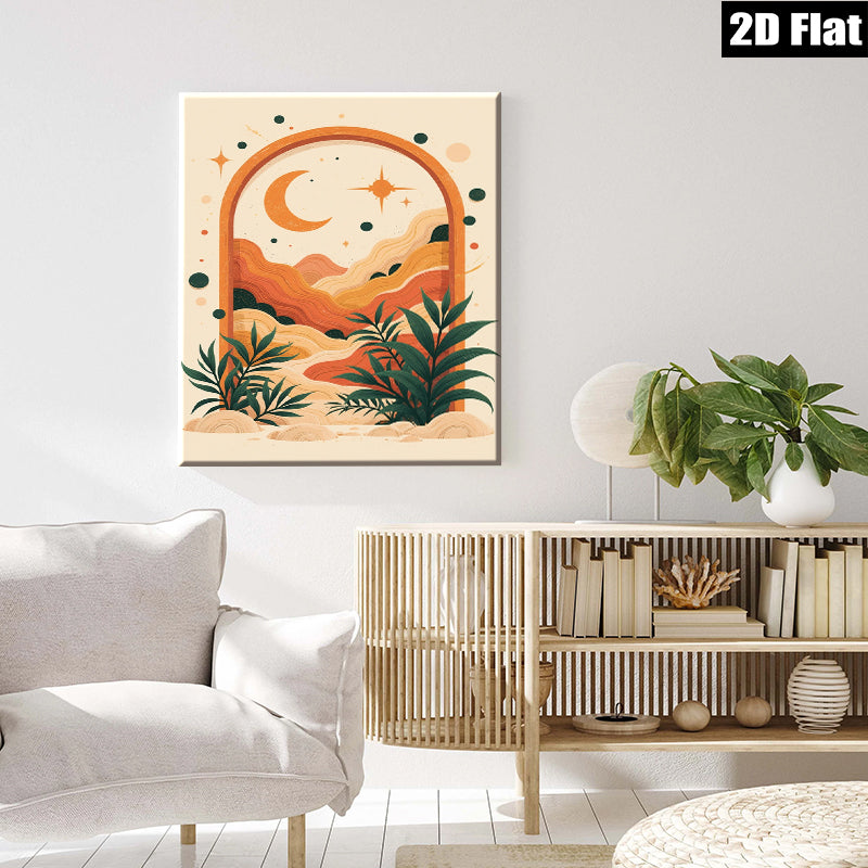 2D flat 1pc Bohemian Sunset Landscape Wall Art for Living Room Bedroom Decor Gallery Wrapped Canvas Prints Modern Farmhouse Aesthetic Maximalist Style
