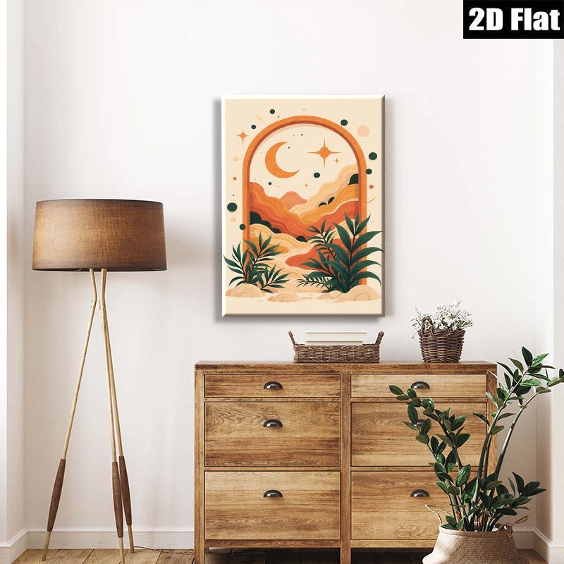 2D flat 1pc Bohemian Sunset Landscape Wall Art for Living Room Bedroom Decor Gallery Wrapped Canvas Prints Modern Farmhouse Aesthetic Maximalist Style