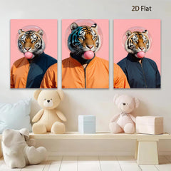 2D flat 1pc Bold Tiger Portrait Quirky Wall Art Modern Living Room Decor Gallery Wrapped Canvas Prints Farmhouse Style Bedroom Art Trending Now