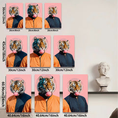 2D flat 1pc Bold Tiger Portrait Quirky Wall Art Modern Living Room Decor Gallery Wrapped Canvas Prints Farmhouse Style Bedroom Art Trending Now
