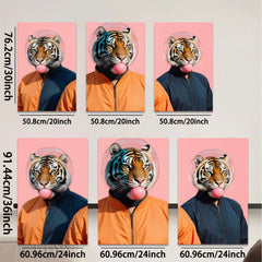 2D flat 1pc Bold Tiger Portrait Quirky Wall Art Modern Living Room Decor Gallery Wrapped Canvas Prints Farmhouse Style Bedroom Art Trending Now