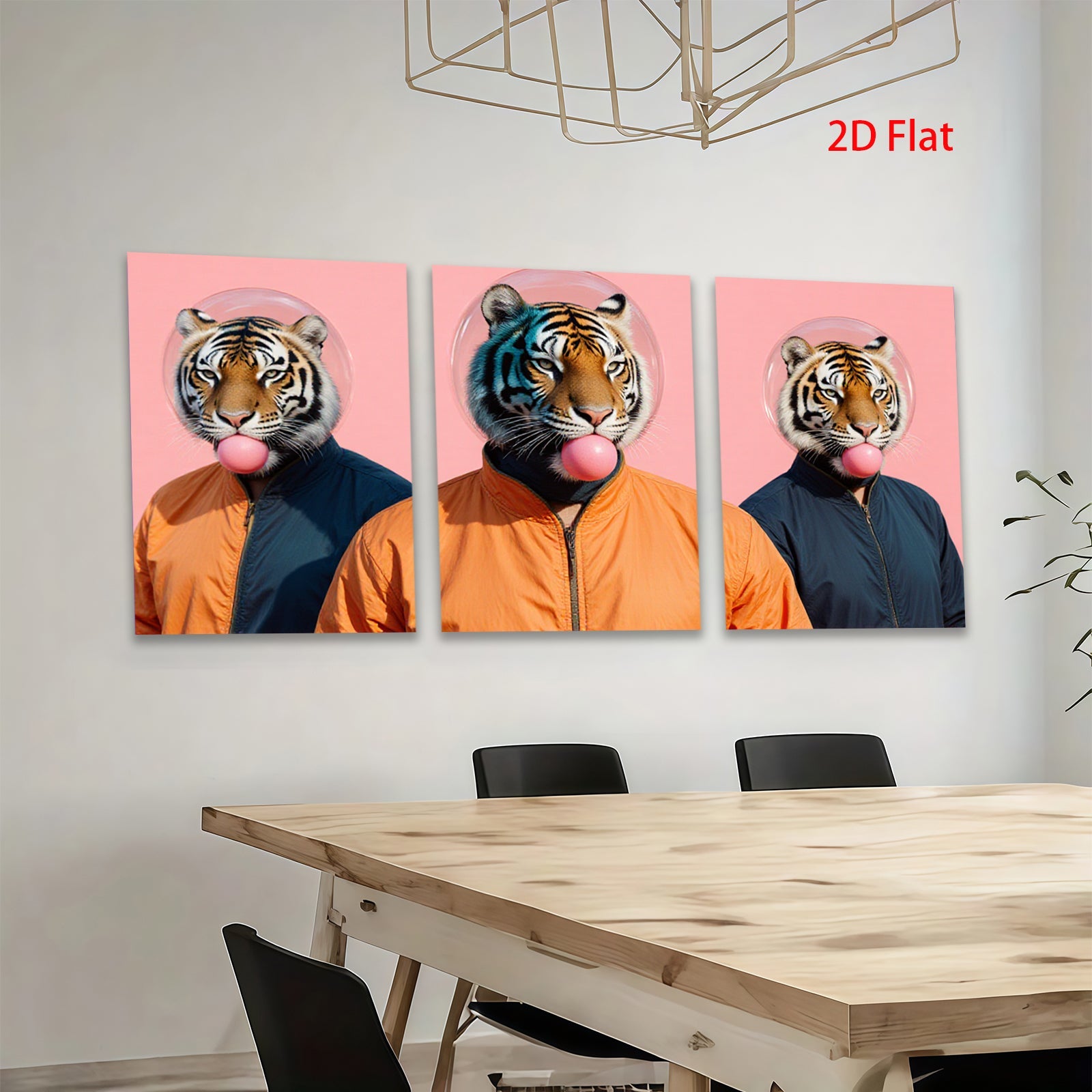 2D flat 1pc Bold Tiger Portrait Quirky Wall Art Modern Living Room Decor Gallery Wrapped Canvas Prints Farmhouse Style Bedroom Art Trending Now