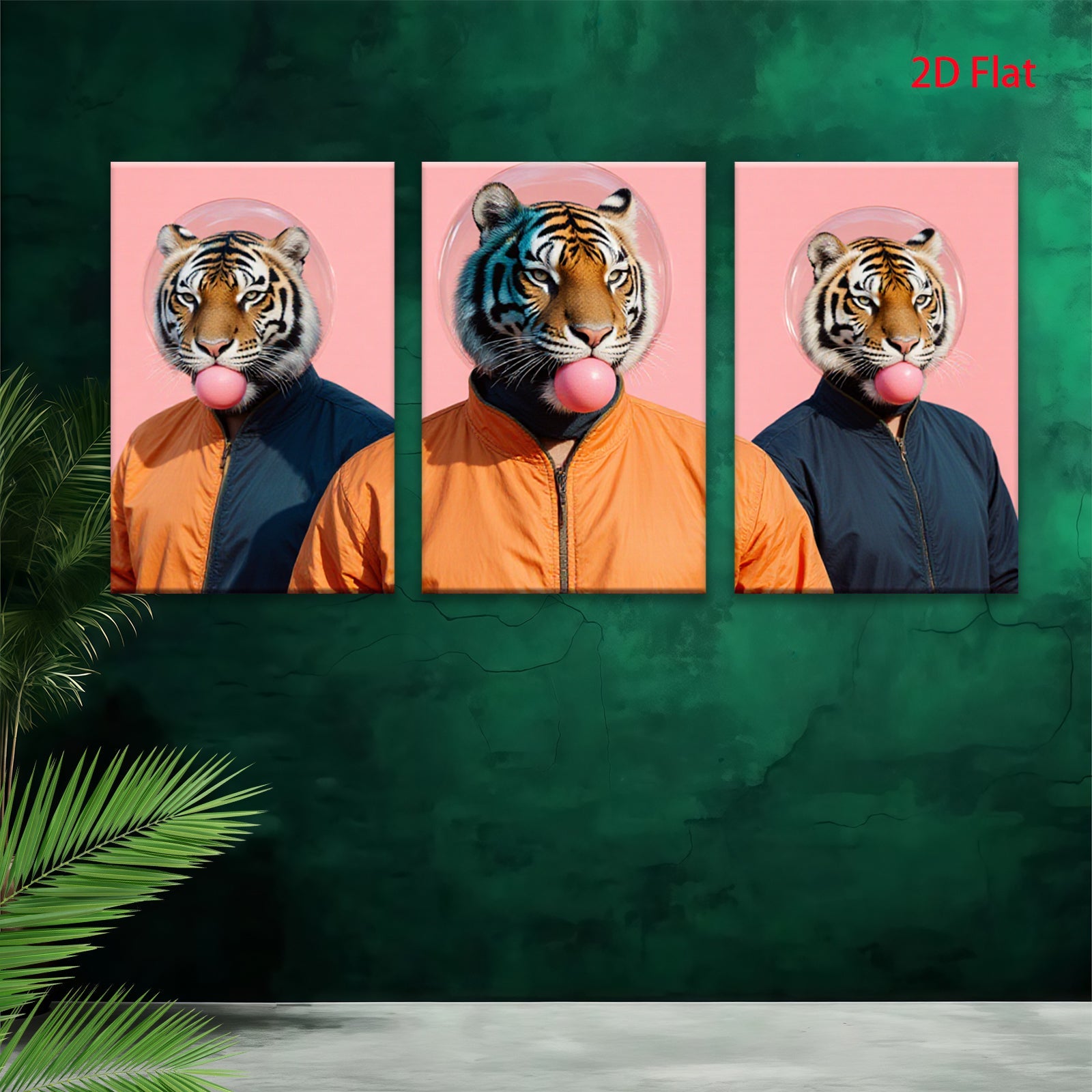 2D flat 1pc Bold Tiger Portrait Quirky Wall Art Modern Living Room Decor Gallery Wrapped Canvas Prints Farmhouse Style Bedroom Art Trending Now