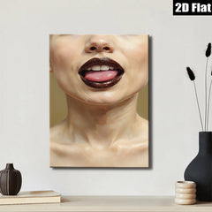 2D flat 1pc Bold lips close up modern art canvas wall decor living room bedroom gallery wrapped stretched print farmhouse style aesthetic accent piece