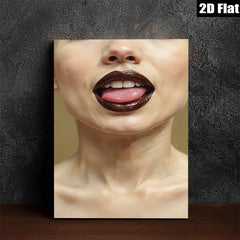 2D flat 1pc Bold lips close up modern art canvas wall decor living room bedroom gallery wrapped stretched print farmhouse style aesthetic accent piece