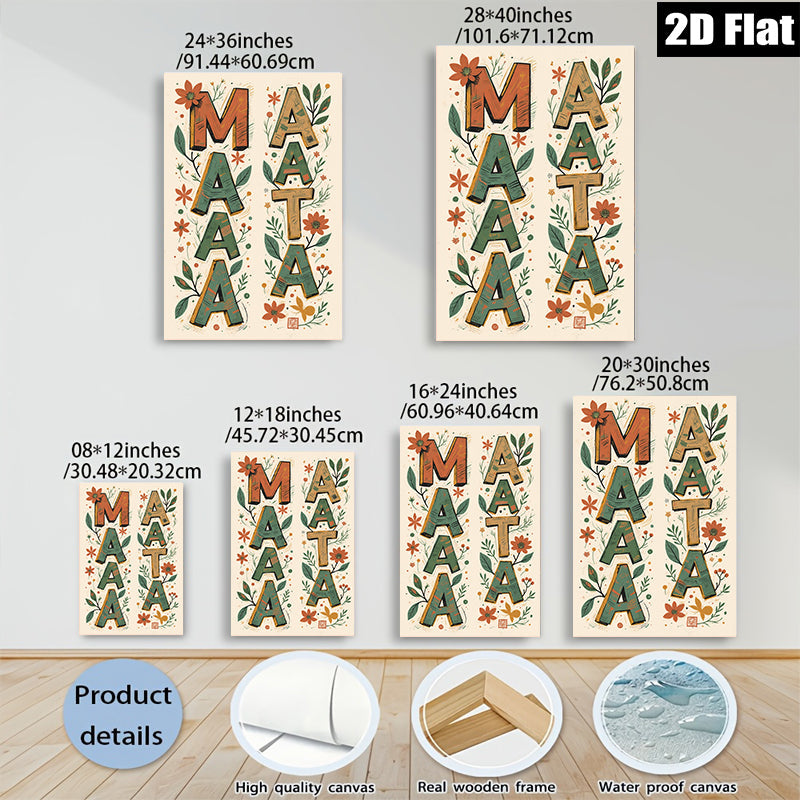 2D flat 1pc Botanical Alphabet Wall Art Floral Letter Prints Modern Farmhouse Decor Living Room Bedroom Gallery Wrapped Canvas Teal Navy Gold Chic
