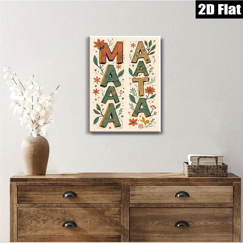 2D flat 1pc Botanical Alphabet Wall Art Floral Letter Prints Modern Farmhouse Decor Living Room Bedroom Gallery Wrapped Canvas Teal Navy Gold Chic