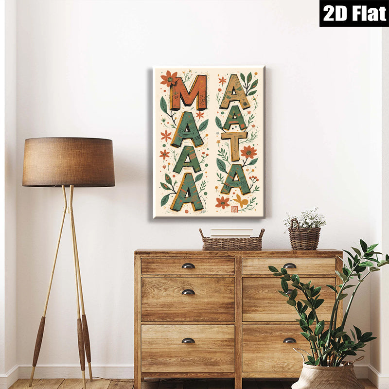 2D flat 1pc Botanical Alphabet Wall Art Floral Letter Prints Modern Farmhouse Decor Living Room Bedroom Gallery Wrapped Canvas Teal Navy Gold Chic
