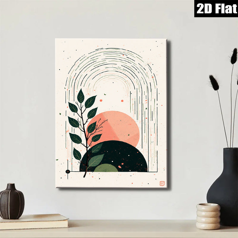 2D flat 1pc Botanical Archery Minimalist Wall Art Modern Farmhouse Decor Living Room Bedroom Canvas Prints Gallery Wrapped Ready To Hang Abstract Nature Artwork Chic Home Decor