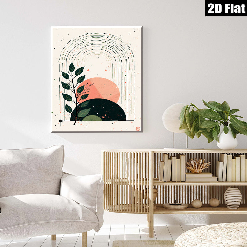 2D flat 1pc Botanical Archery Minimalist Wall Art Modern Farmhouse Decor Living Room Bedroom Canvas Prints Gallery Wrapped Ready To Hang Abstract Nature Artwork Chic Home Decor