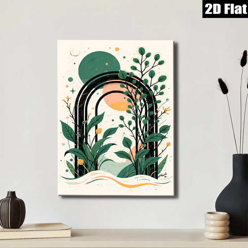 2D flat 1pc Botanical Archway Wall Art Modern Farmhouse Decor Living Room Bedroom Gallery Wrapped Canvas Prints Coastal Aesthetic Home Decor