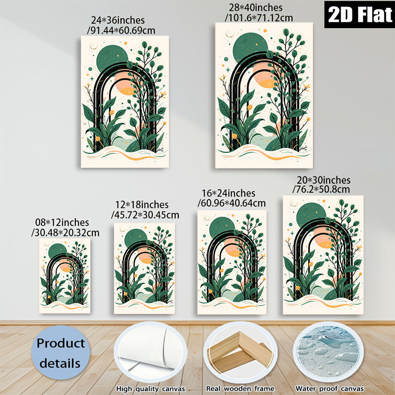 2D flat 1pc Botanical Archway Wall Art Modern Farmhouse Decor Living Room Bedroom Gallery Wrapped Canvas Prints Coastal Aesthetic Home Decor