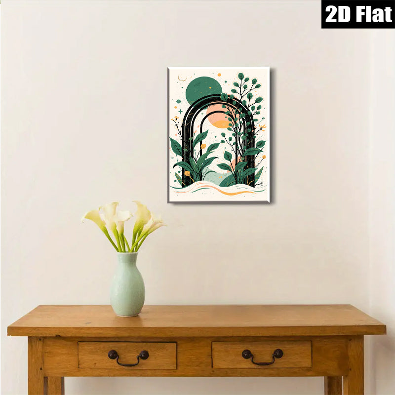 2D flat 1pc Botanical Archway Wall Art Modern Farmhouse Decor Living Room Bedroom Gallery Wrapped Canvas Prints Coastal Aesthetic Home Decor