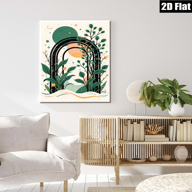 2D flat 1pc Botanical Archway Wall Art Modern Farmhouse Decor Living Room Bedroom Gallery Wrapped Canvas Prints Coastal Aesthetic Home Decor