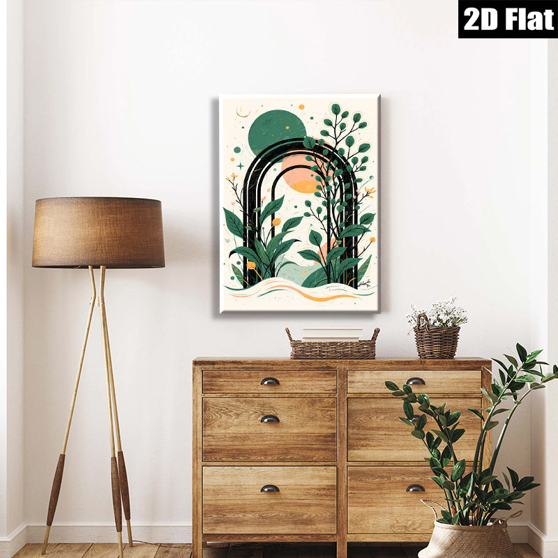 2D flat 1pc Botanical Archway Wall Art Modern Farmhouse Decor Living Room Bedroom Gallery Wrapped Canvas Prints Coastal Aesthetic Home Decor