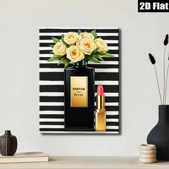 2D flat 1pc Botanical Beauty Perfume Lipstick Still Life Wall Art Decor Living Room Bedroom Modern Farmhouse Gallery Wrapped Canvas Prints
