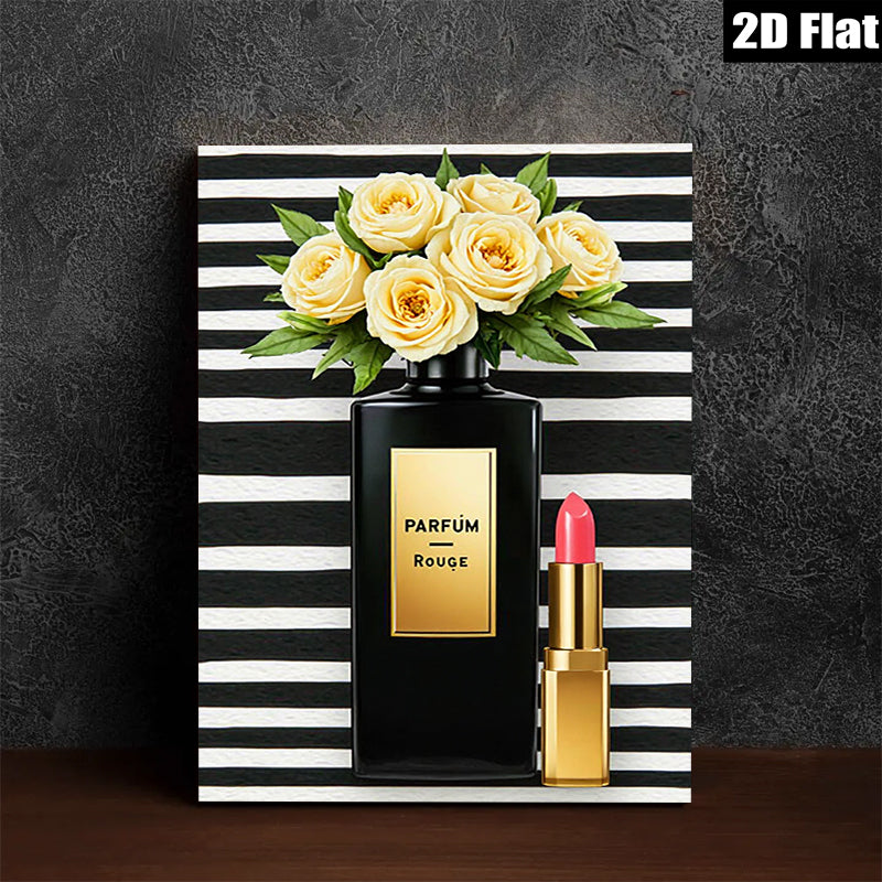 2D flat 1pc Botanical Beauty Perfume Lipstick Still Life Wall Art Decor Living Room Bedroom Modern Farmhouse Gallery Wrapped Canvas Prints