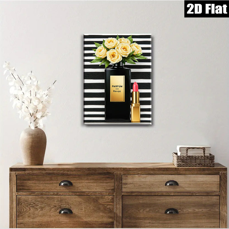 2D flat 1pc Botanical Beauty Perfume Lipstick Still Life Wall Art Decor Living Room Bedroom Modern Farmhouse Gallery Wrapped Canvas Prints