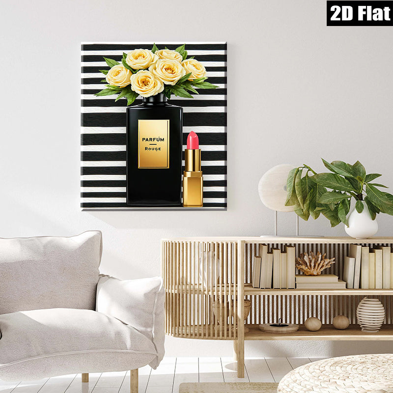 2D flat 1pc Botanical Beauty Perfume Lipstick Still Life Wall Art Decor Living Room Bedroom Modern Farmhouse Gallery Wrapped Canvas Prints