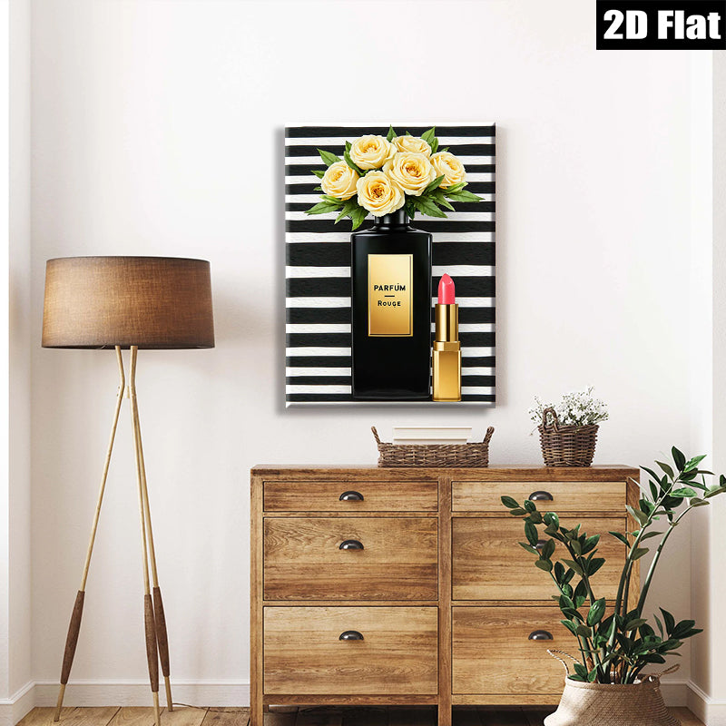 2D flat 1pc Botanical Beauty Perfume Lipstick Still Life Wall Art Decor Living Room Bedroom Modern Farmhouse Gallery Wrapped Canvas Prints