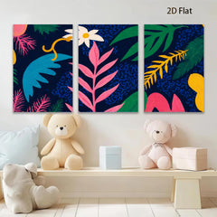 2D flat 1pc Botanical Bloom Lush Tropical Leaves Wall Art Decor Living Room Bedroom Gallery Wrapped Canvas Prints Modern Farmhouse Coastal Style