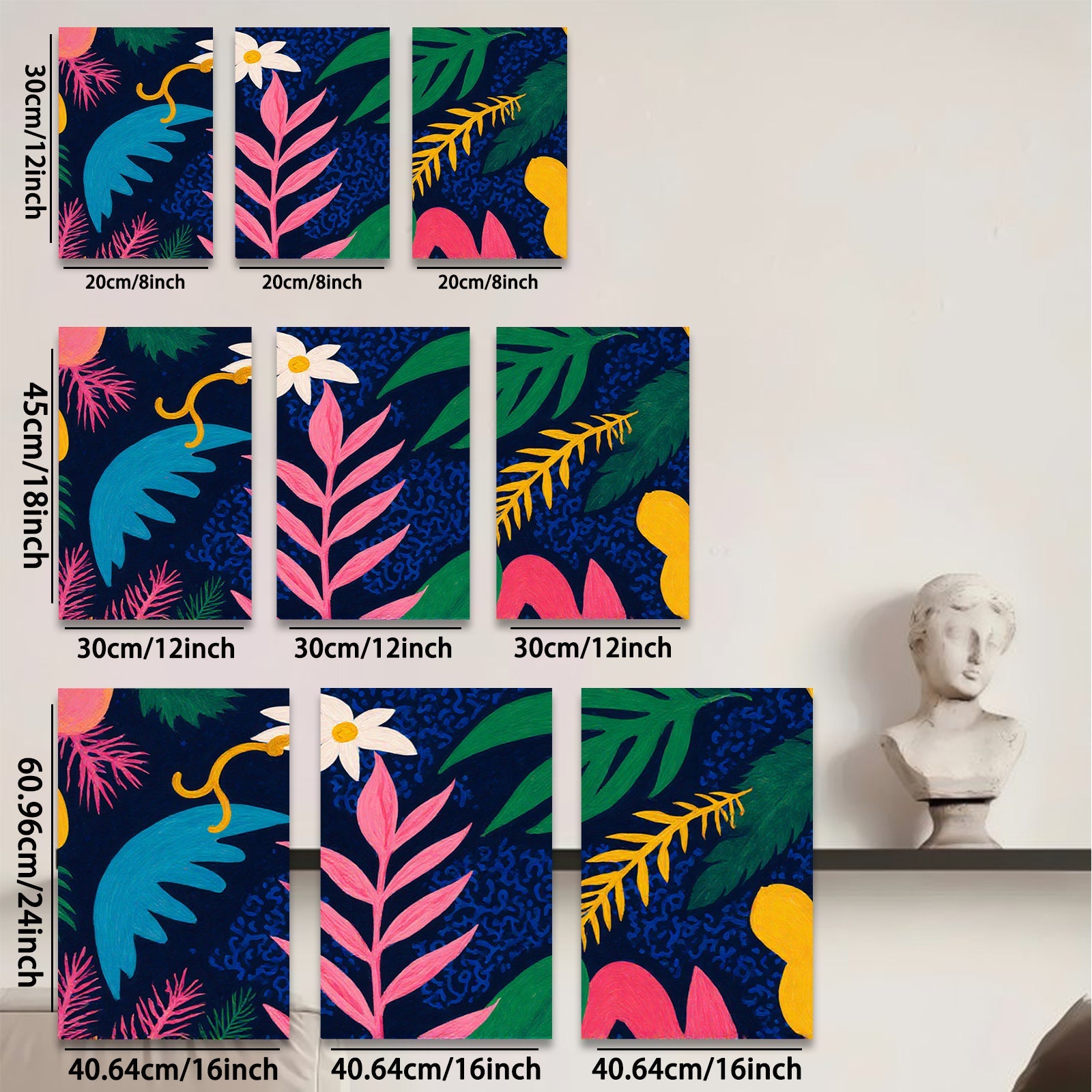 2D flat 1pc Botanical Bloom Lush Tropical Leaves Wall Art Decor Living Room Bedroom Gallery Wrapped Canvas Prints Modern Farmhouse Coastal Style