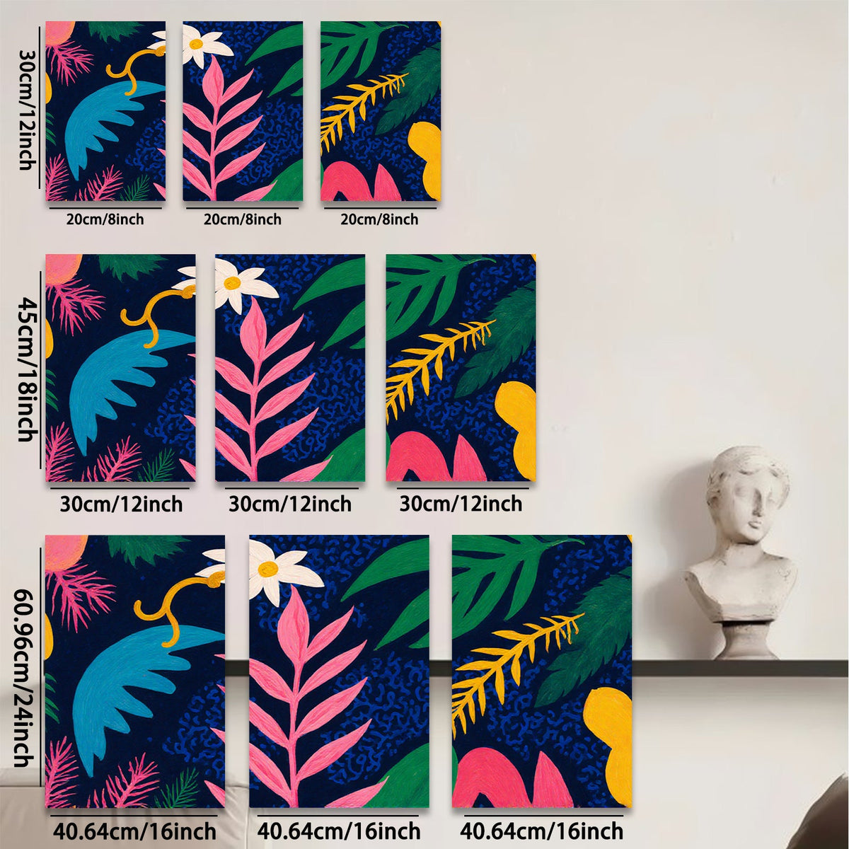 2D flat 1pc Botanical Bloom Lush Tropical Leaves Wall Art Decor Living Room Bedroom Gallery Wrapped Canvas Prints Modern Farmhouse Coastal Style