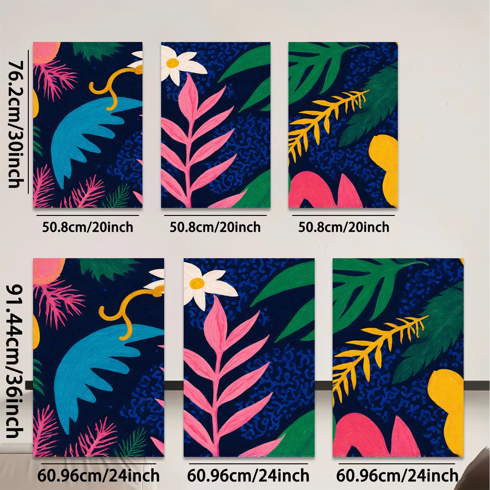 2D flat 1pc Botanical Bloom Lush Tropical Leaves Wall Art Decor Living Room Bedroom Gallery Wrapped Canvas Prints Modern Farmhouse Coastal Style