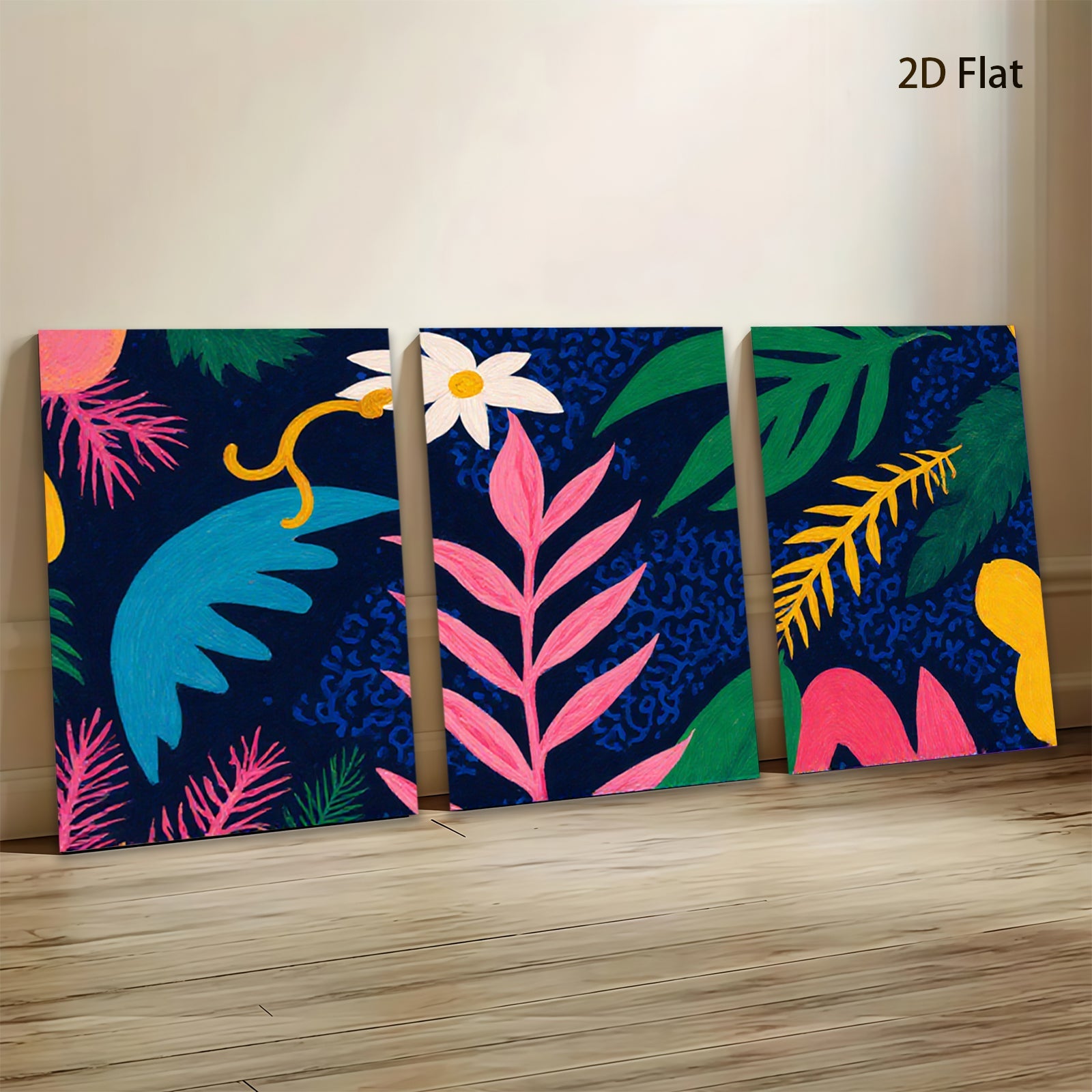 2D flat 1pc Botanical Bloom Lush Tropical Leaves Wall Art Decor Living Room Bedroom Gallery Wrapped Canvas Prints Modern Farmhouse Coastal Style