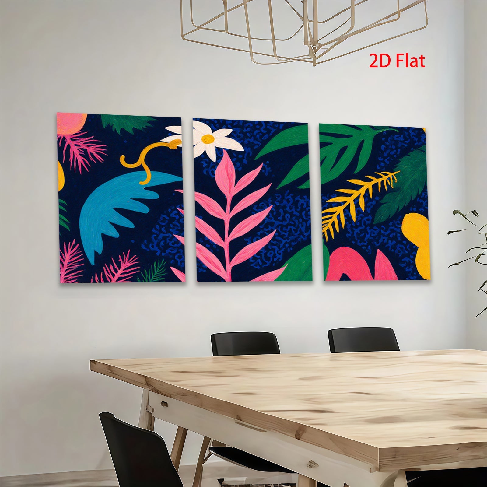 2D flat 1pc Botanical Bloom Lush Tropical Leaves Wall Art Decor Living Room Bedroom Gallery Wrapped Canvas Prints Modern Farmhouse Coastal Style