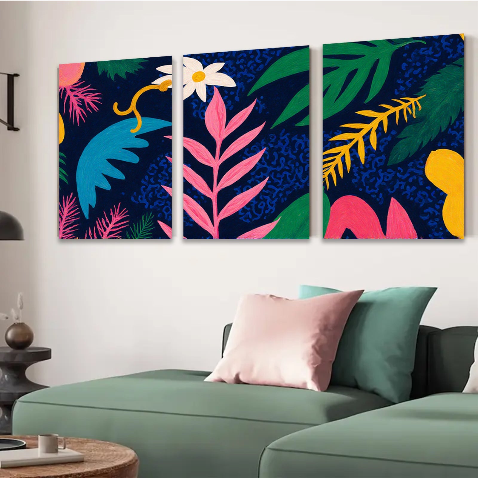 2D flat 1pc Botanical Bloom Lush Tropical Leaves Wall Art Decor Living Room Bedroom Gallery Wrapped Canvas Prints Modern Farmhouse Coastal Style