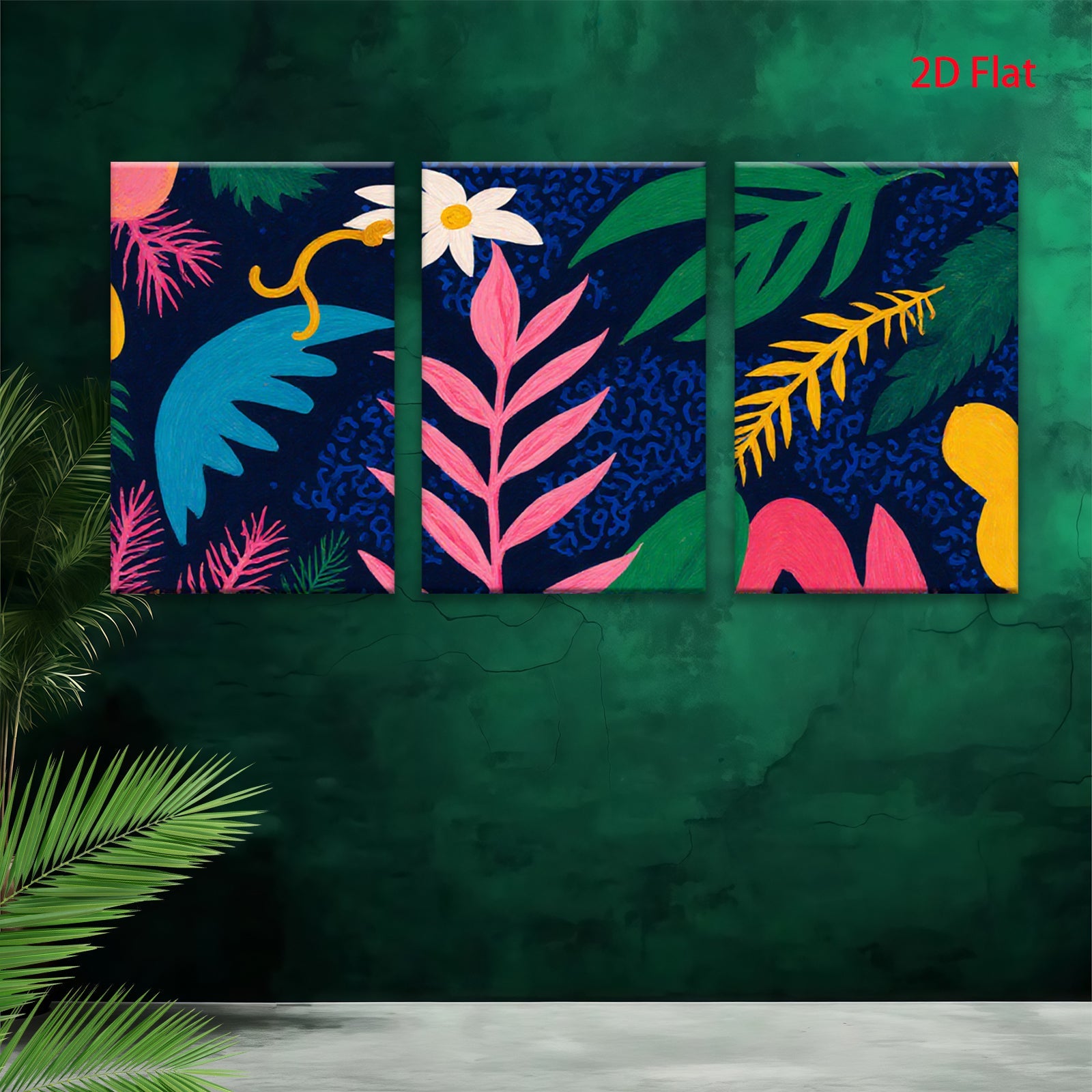2D flat 1pc Botanical Bloom Lush Tropical Leaves Wall Art Decor Living Room Bedroom Gallery Wrapped Canvas Prints Modern Farmhouse Coastal Style
