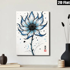 2D flat 1pc Botanical Blue Floral Wall Art Modern Farmhouse Decor Living Room Bedroom Canvas Prints Aesthetic Room Decor Gifts for Her Housewarming