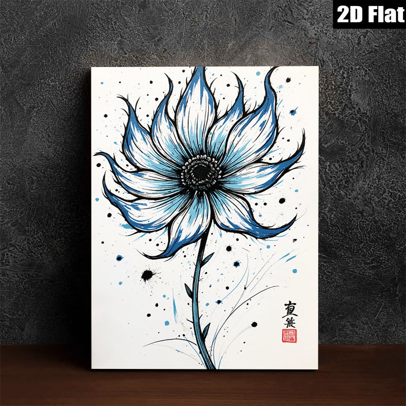 2D flat 1pc Botanical Blue Floral Wall Art Modern Farmhouse Decor Living Room Bedroom Canvas Prints Aesthetic Room Decor Gifts for Her Housewarming