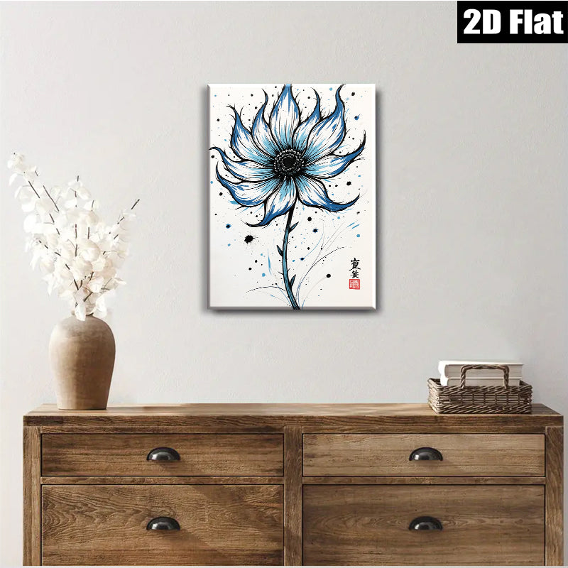 2D flat 1pc Botanical Blue Floral Wall Art Modern Farmhouse Decor Living Room Bedroom Canvas Prints Aesthetic Room Decor Gifts for Her Housewarming