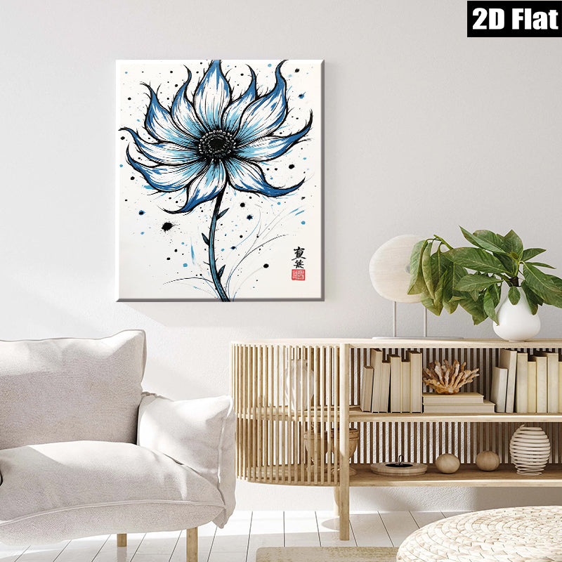 2D flat 1pc Botanical Blue Floral Wall Art Modern Farmhouse Decor Living Room Bedroom Canvas Prints Aesthetic Room Decor Gifts for Her Housewarming