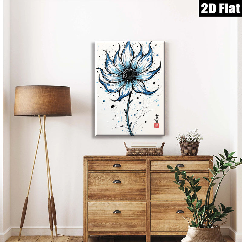 2D flat 1pc Botanical Blue Floral Wall Art Modern Farmhouse Decor Living Room Bedroom Canvas Prints Aesthetic Room Decor Gifts for Her Housewarming