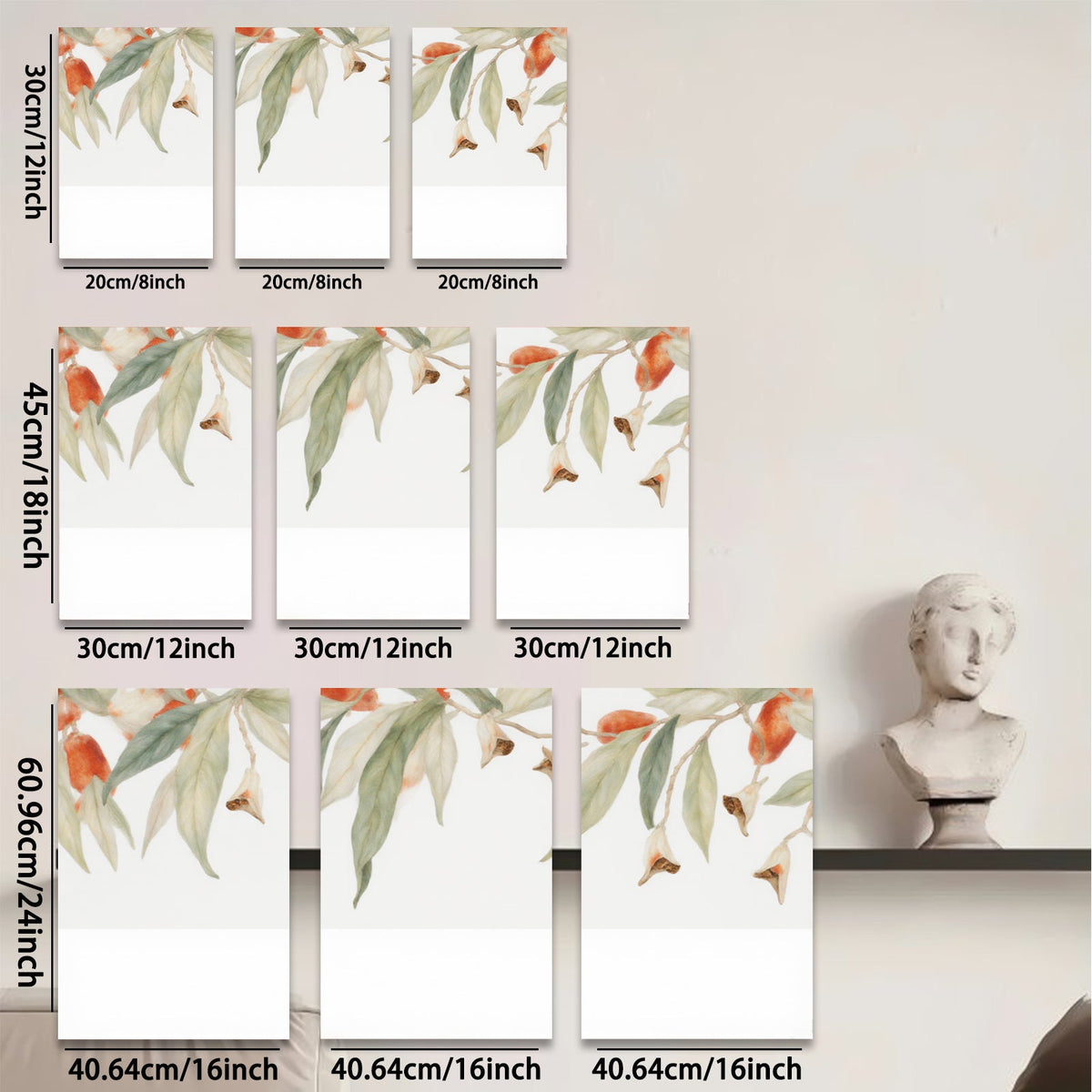 2D flat 1pc Botanical Branch Wall Art Prints Nature Inspired Floral Home Decor Living Room Bedroom Gallery Wrapped Canvas Modern Farmhouse Rustic Chic Cozy Aesthetic