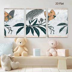 2D flat 1pc Botanical Butterfly Floral Study Gallery Wall Art Decor Farmhouse Living Room Bedroom Canvas Print Modern Aesthetic