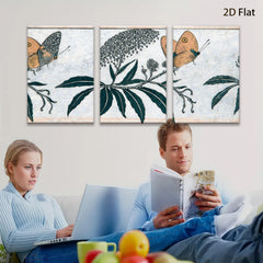 2D flat 1pc Botanical Butterfly Floral Study Gallery Wall Art Decor Farmhouse Living Room Bedroom Canvas Print Modern Aesthetic