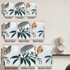 2D flat 1pc Botanical Butterfly Floral Study Gallery Wall Art Decor Farmhouse Living Room Bedroom Canvas Print Modern Aesthetic
